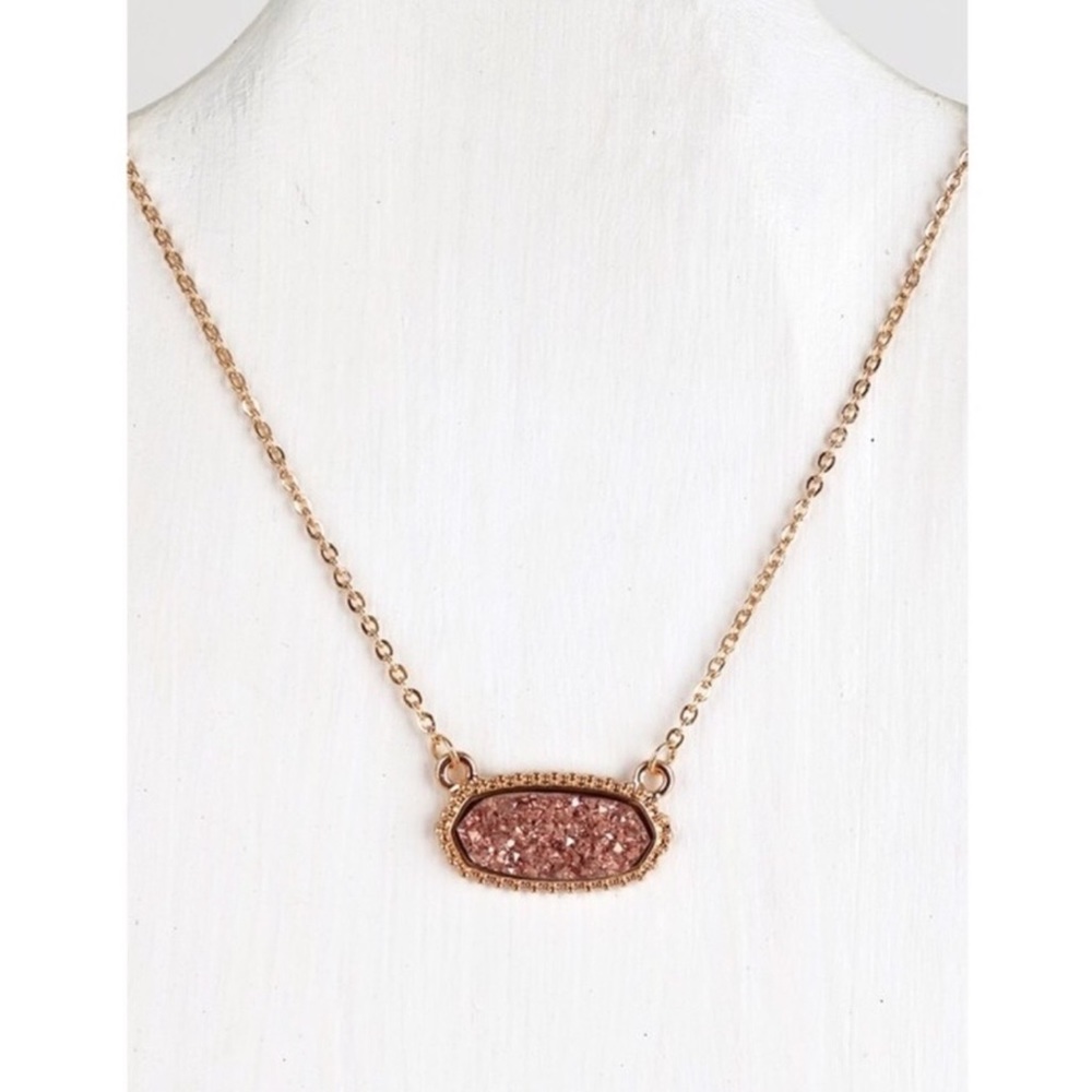 Rose gold druzy accent necklace - Picture 2 of 2